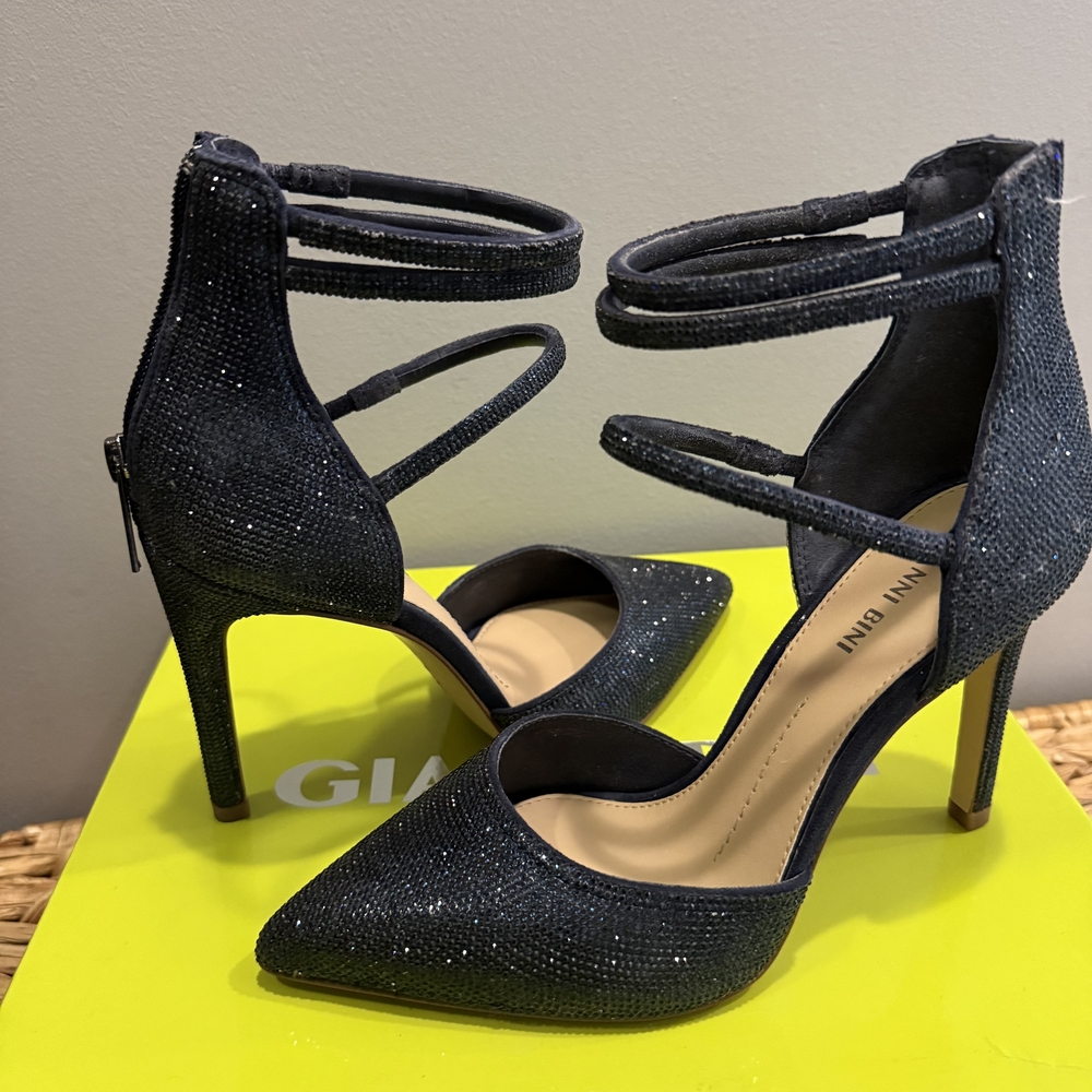 Gianni Bini Black Glitter Heels Midnight Blue